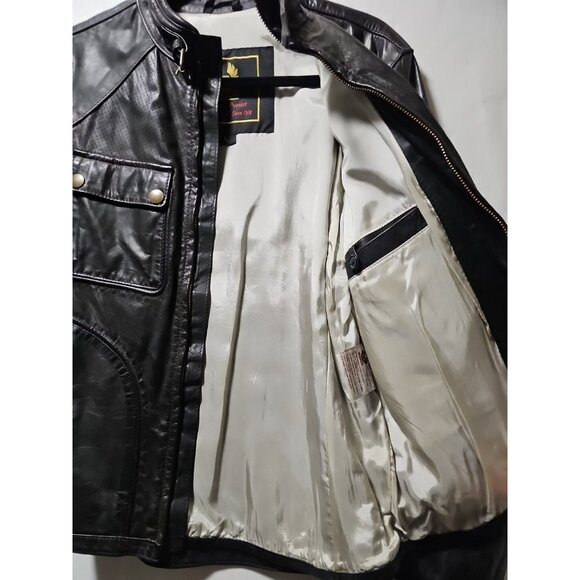Belstaff Leather Jacket Men LG RARE Italy Racer Biker Motorcycle Pilot Top Gun - Picture 15 of 16